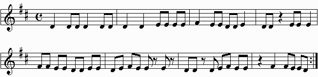 reading exercise in key of d